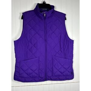Lauren Ralph Lauren Women's Size L Purple Quilted Vest Full Zip